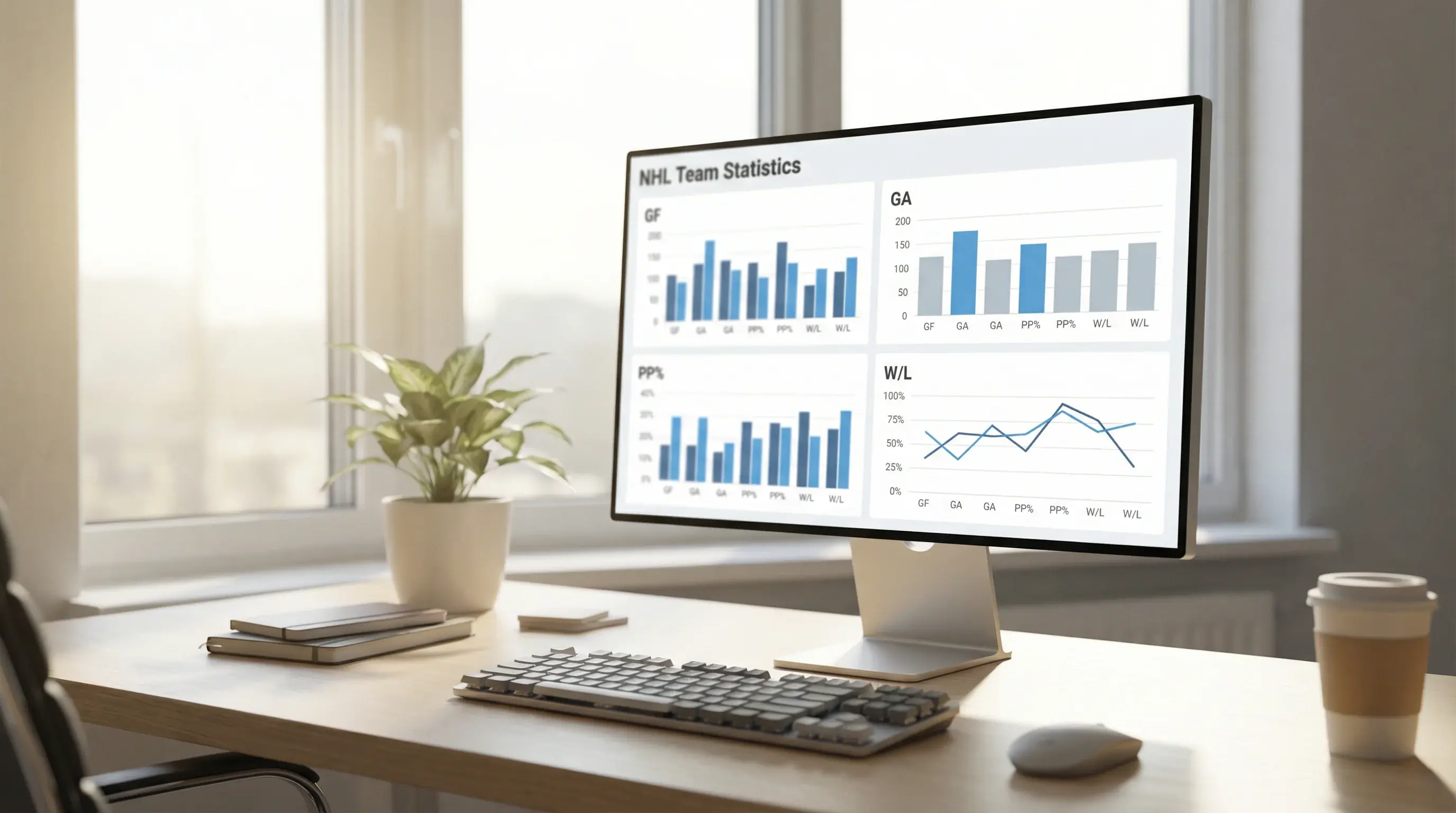 Pantalla de estadísticas de equipos NHL mostrando datos de rendimiento para análisis de apuestas